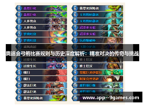 奥运会弓箭比赛规则与历史深度解析：精准对决的传奇与挑战