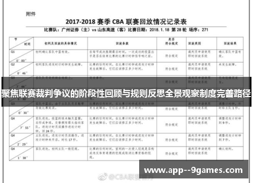 聚焦联赛裁判争议的阶段性回顾与规则反思全景观察制度完善路径 聚焦联赛裁判争议的阶段性回顾与规则反思全景观察制度完善路径